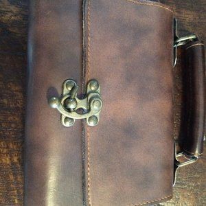 Leather brown small bag with beautiful clasp